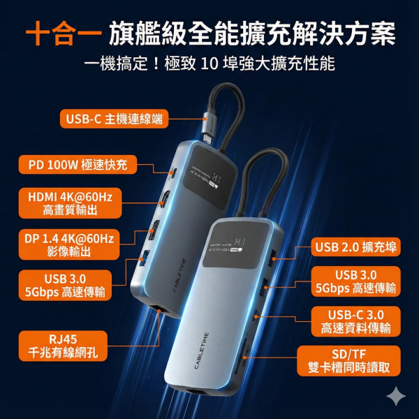 [CABLETIME] 10合1多功能HUB 
