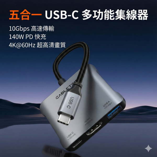 [CABLETIME] 5合1 多功能螢幕分享器 