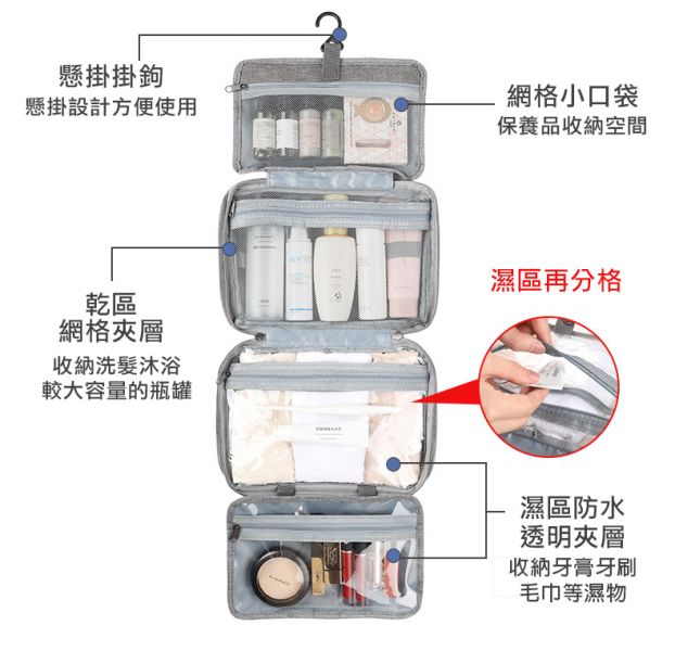 多功能旅行懸掛式收納袋 乾濕分離 掛式洗漱包 洗潄包 收納包 沐浴用品收納 化妝包 旅行包,多功能包,懸掛收納包,掛式洗漱包,洗潄包,收納包,沐浴用品收納,化妝包