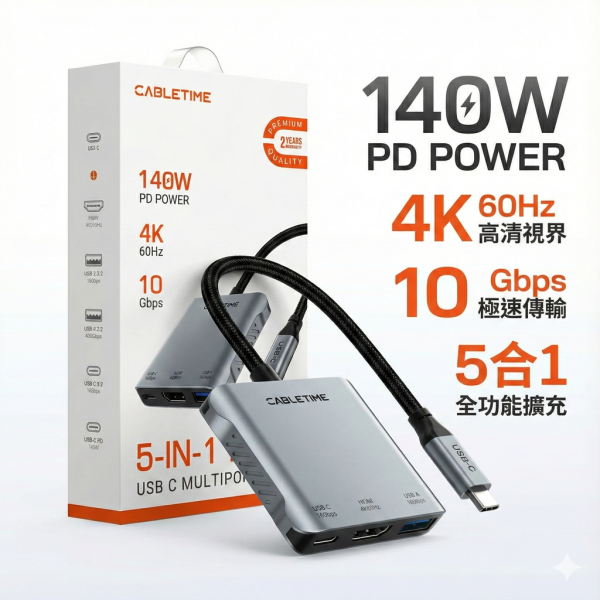 [CABLETIME] 5合1 多功能螢幕分享器 