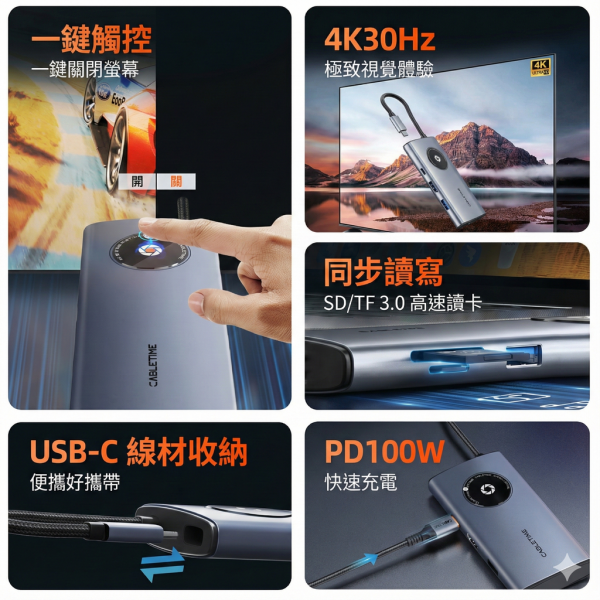 [CABLETIME] 6合1 多功能HUB 