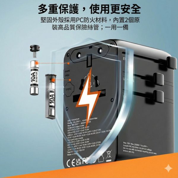 【CREATOR】100W旅行萬用轉接頭(PD快充 氮化鎵 一年保固) 旅行轉接頭、萬用轉接頭、100W快充、伸縮充電線、雙AC插座、USB充電器、Type-C快充、旅遊充電器、全球轉接頭、出國轉接頭、旅行充電器、多孔快充轉接器