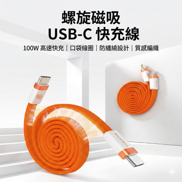 [CABLETIME] 100W TYPE-C 磁吸充電線 
