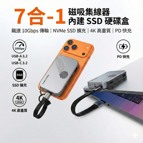 [CABLETIME] 7合1 多功能外接磁吸HUB 