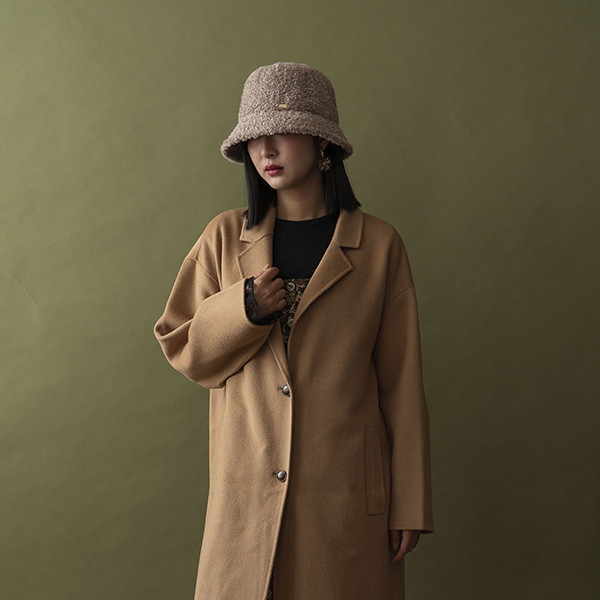 日系圓頂小帽簷泰迪熊漁夫帽-奶茶 質感女帽,設計師女帽,法式女帽