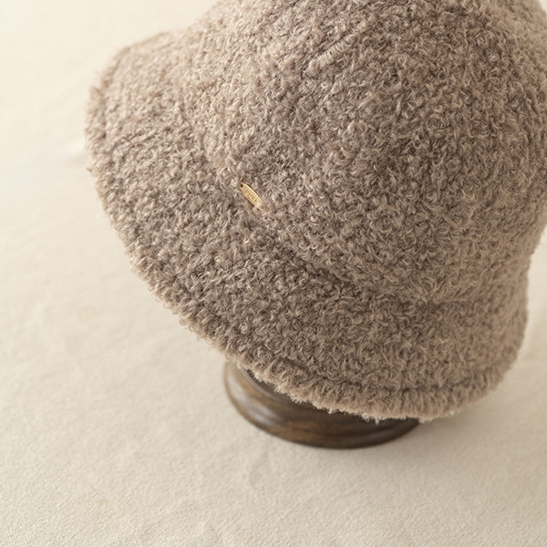 日系圓頂小帽簷泰迪熊漁夫帽-奶茶 質感女帽,設計師女帽,法式女帽