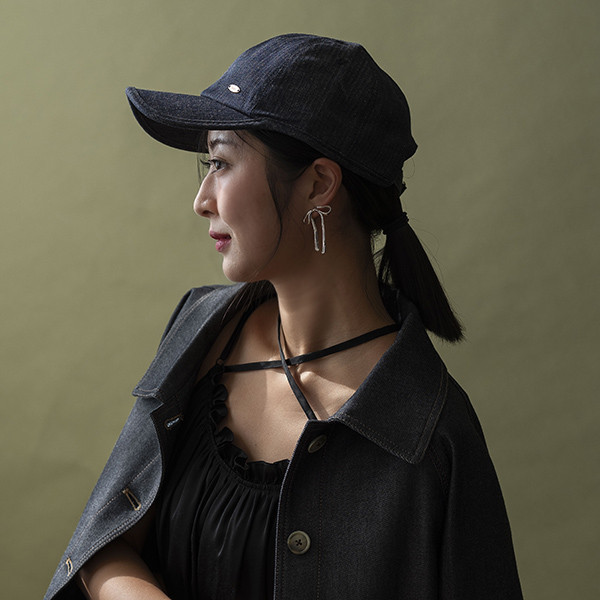 帥氣牛仔藍紋鴨舌帽 質感女帽,設計師女帽,法式女帽