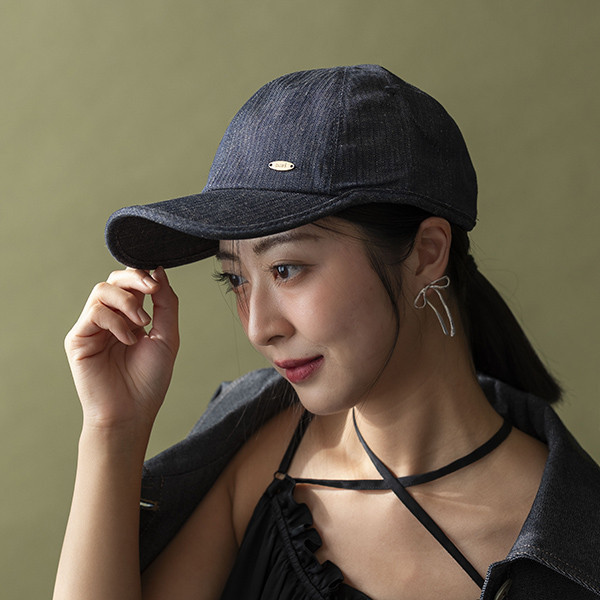 帥氣牛仔藍紋鴨舌帽 質感女帽,設計師女帽,法式女帽