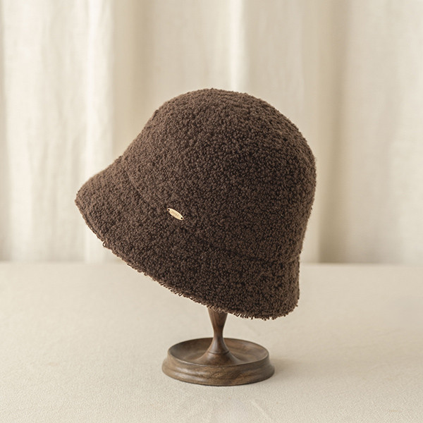 日系暖暖泰迪熊短毛漁夫帽-巧克 質感女帽,設計師女帽,法式女帽