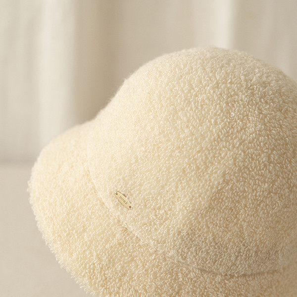 日系暖暖泰迪熊短毛漁夫帽-米白 質感女帽,設計師女帽,法式女帽