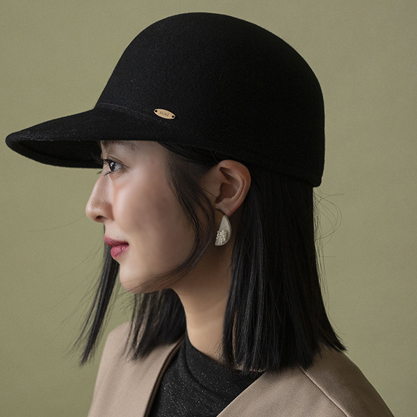 簡約挺版馬術鴨舌帽-黑色 質感女帽,設計師女帽,法式女帽