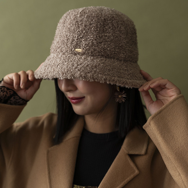 日系圓頂小帽簷泰迪熊漁夫帽-奶茶 質感女帽,設計師女帽,法式女帽