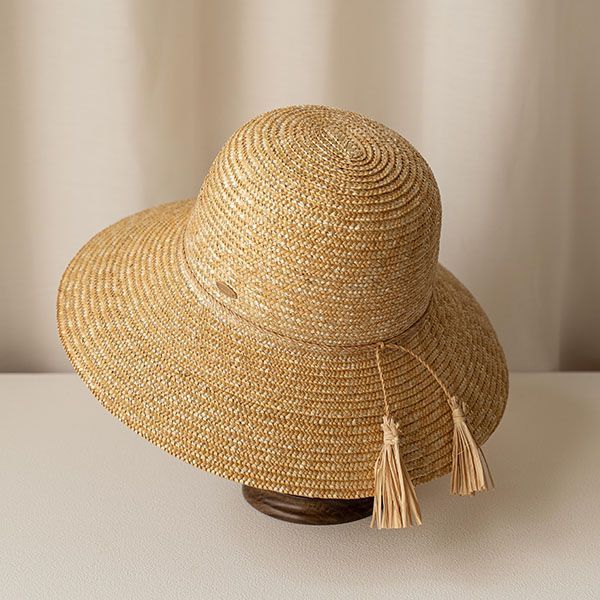 南法簡約流蘇圓頂渡假草編帽 質感女帽,設計師女帽,法式女帽