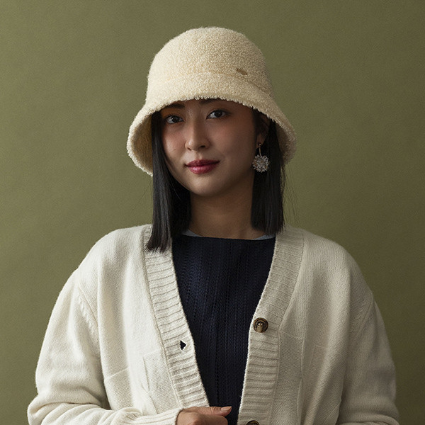 日系暖暖泰迪熊短毛漁夫帽-米白 質感女帽,設計師女帽,法式女帽