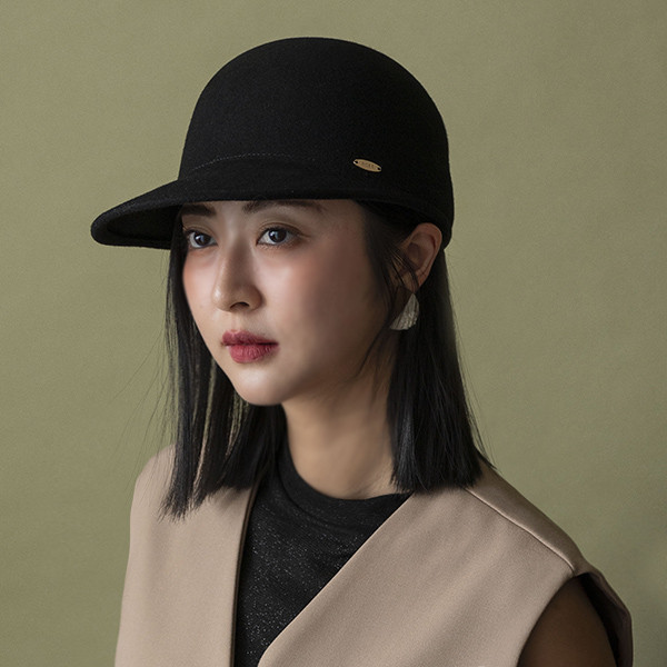 簡約挺版馬術鴨舌帽-黑色 質感女帽,設計師女帽,法式女帽
