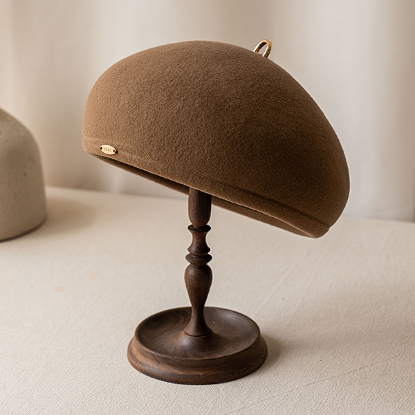 金色圈圈挺版羊毛畫家帽-駝色 質感女帽,設計師女帽,法式女帽,羊毛帽,貝蕾帽,畫家帽