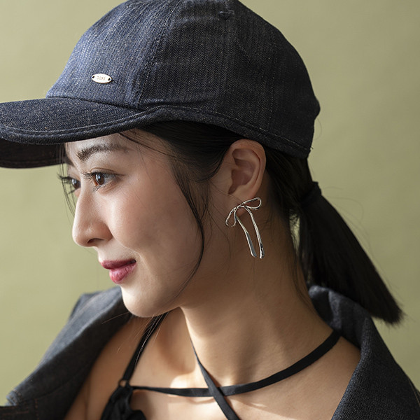 帥氣牛仔藍紋鴨舌帽 質感女帽,設計師女帽,法式女帽