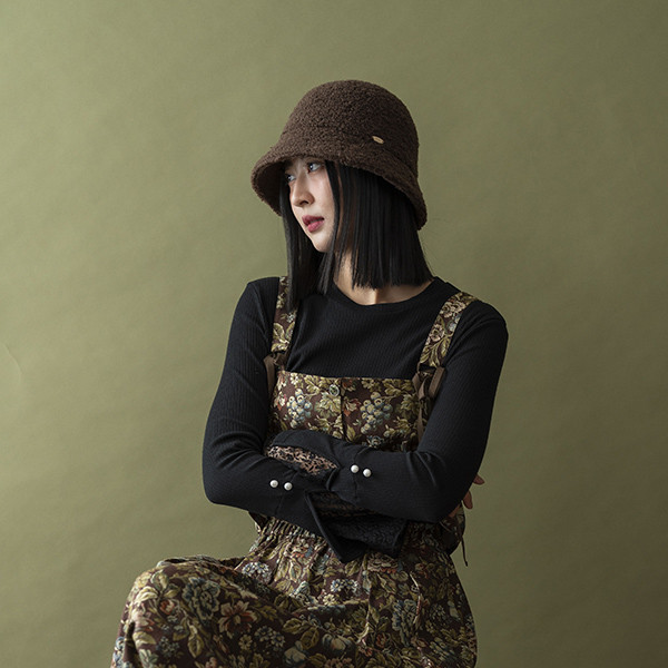 日系暖暖泰迪熊短毛漁夫帽-巧克 質感女帽,設計師女帽,法式女帽