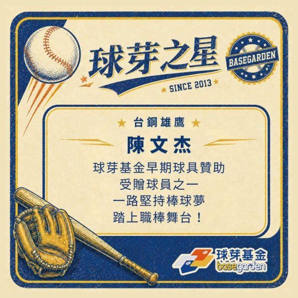 球芽之星 陳文杰 親筆簽名棒球｜球芽基金限量紀念版 陳文杰,陳文杰簽名球,公益簽名球,球芽之星,球芽基金,親筆簽名棒球,職棒簽名球,棒球收藏,公益商品,棒球周邊