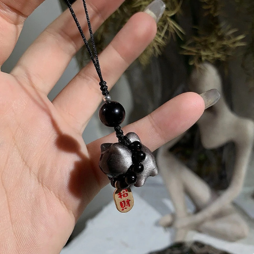 銀耀石貓咪小吊飾 