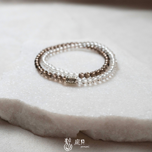 墨雲｜白水晶x茶晶設計款手串 