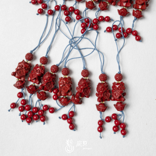 紅朱砂咬錢獸吊墜 