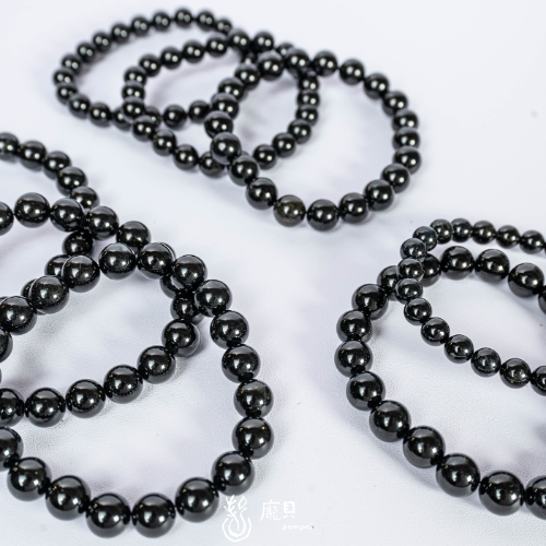 黑碧璽圓珠手串 