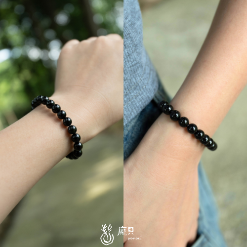 黑碧璽圓珠手串 