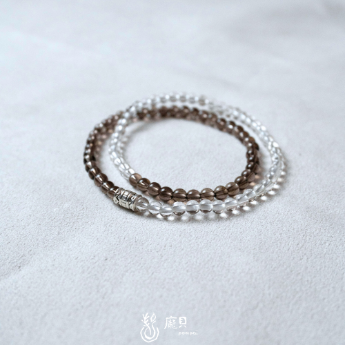 墨雲｜白水晶x茶晶設計款手串 