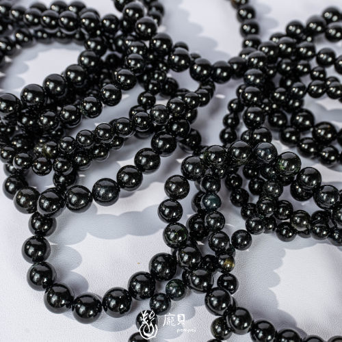 黑碧璽圓珠手串 