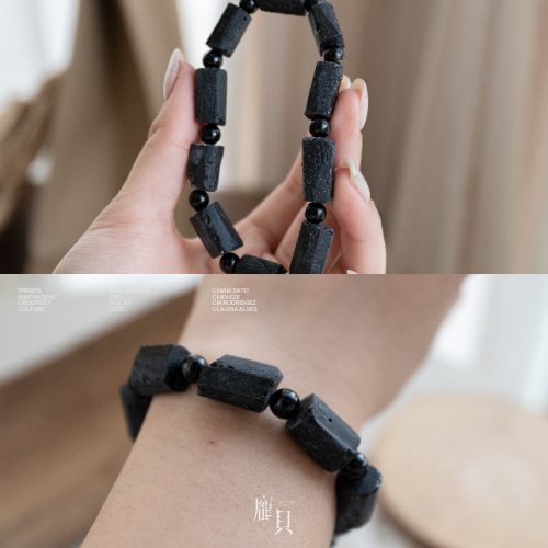 黑碧璽原礦手串 