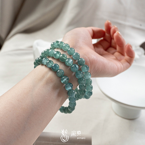 藍綠晶石｜水晶手串 