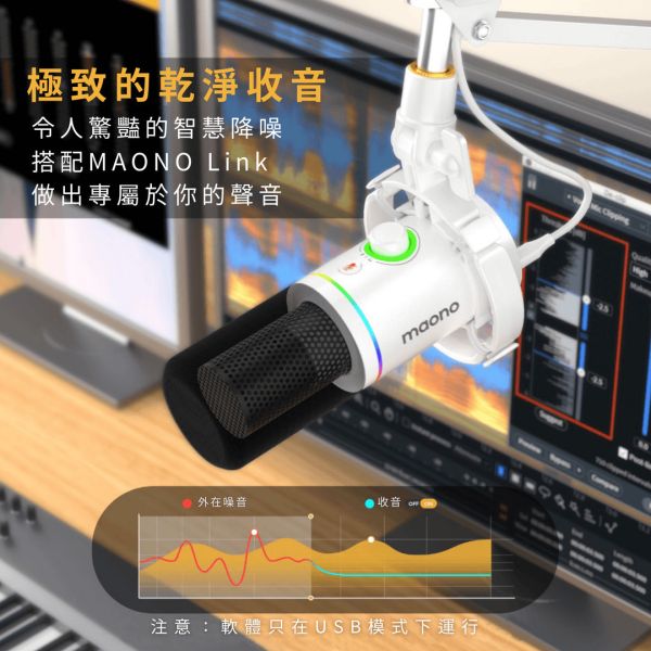 Maono_閃克_PD200XS_RGB動圈麥 MAONO PD200XS、動圈式麥克風、USB XLR 雙重連接麥克風、RGB 燈光麥克風、電腦麥克風、播客錄音麥克風、直播麥克風、麥克風、Maono Link,PD200XS,MAONO,USB麥克風,專業錄音麥克風