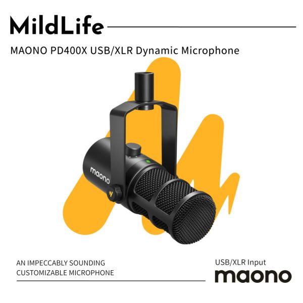 Maono_閃克_PD400X天王芯 Maono PD400X,廣播級動圈麥克風,全金屬麥克風,USB-C 麥克風,心形指向麥克風,Maono Link 控制軟件,專業錄音麥克風,動圈麥克風,麥克風增益調整,麥克風,PD400X,Maono