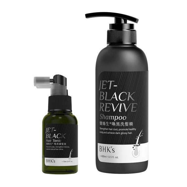 BHK's Jet-Black Rejuvenation Shampoo (400ml/bottle)+BHK's Jet-Black Hair Tonic (70ml/bottle) 頭髮變白怎麼辦,白頭髮原因,白頭髮可以黑回來嗎,少年白,白頭髮位置代表,白頭髮養髮液,壓力大長白髮,抗白髮洗髮精,灰白髮,黑髮洗髮精