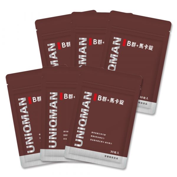 UNIQMAN Vitamin B+Maca Tablets (30 tablets/bag) x 6 bags 維他命B,維生素B,B群