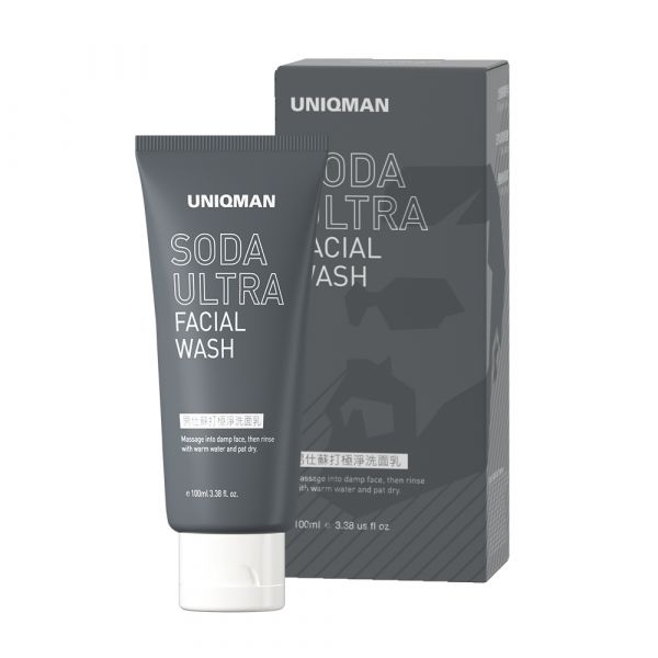 UNIQMAN Soda Ultra Facial Wash (100ml/piece) 男仕洗面乳,小蘇打,活性碳,控油,保濕.淨化毛孔