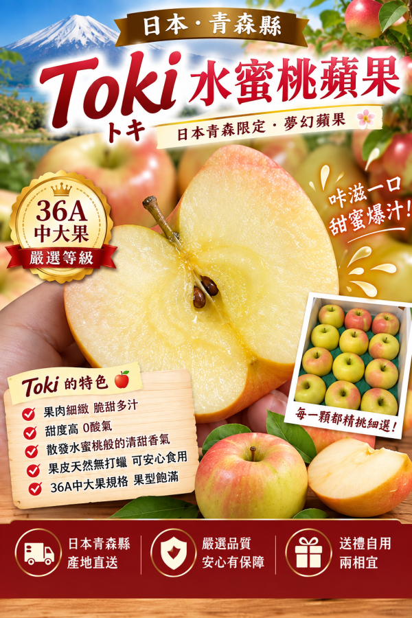 日本青森縣Toki水蜜桃蘋果 多規格 脆甜口感淡淡香氣 