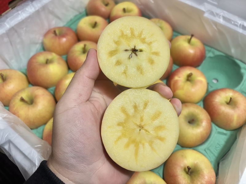 日本青森縣 超級限定款 特殊品種黃金糖蜜蘋果 果芯會結蜜 脆甜口感很好吃！ 