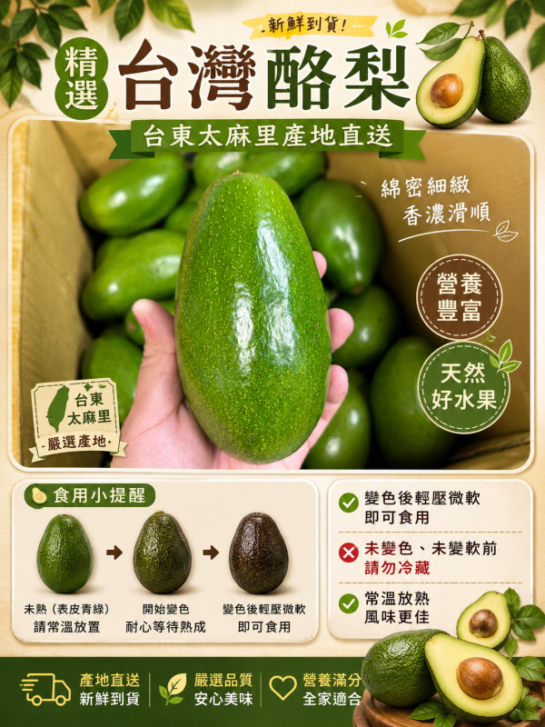 精選台灣變色酪梨 微軟即可食用 中果規格 