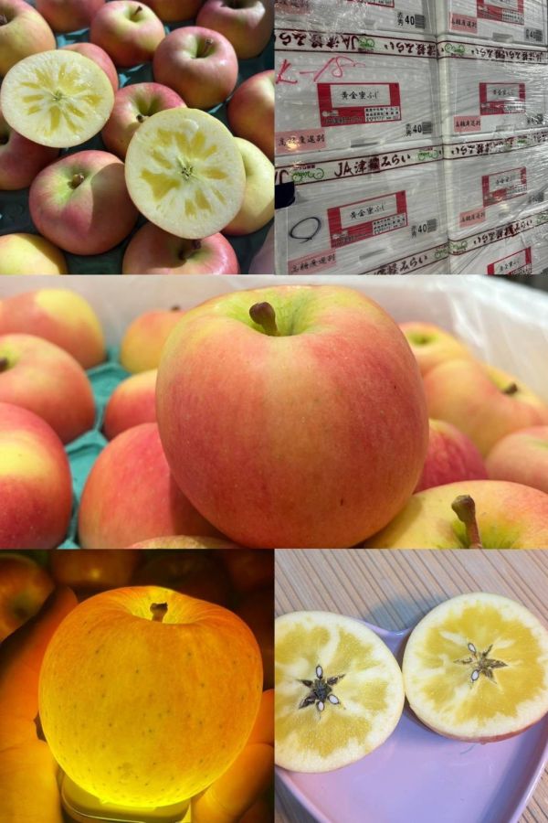日本青森縣 超級限定款 特殊品種黃金糖蜜蘋果 果芯會結蜜 脆甜口感很好吃！ 