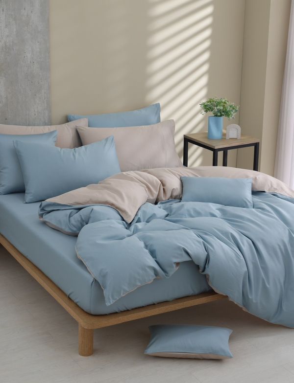 時光藍-床包兩用被 60支純棉-300織精梳棉(適用於33公分以下床墊) 純棉,寢具,床包,枕套,被套