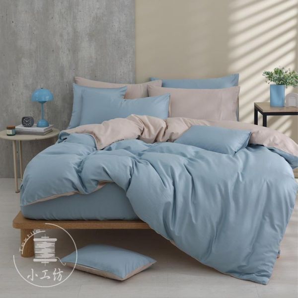 時光藍-床包兩用被 60支純棉-300織精梳棉(適用於33公分以下床墊) 純棉,寢具,床包,枕套,被套