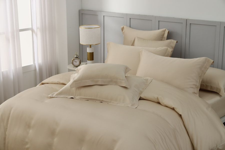 柔霧米(全素色)-80支天絲-400織萊賽爾床包枕套兩用被-(適用於33公分以下床墊)詳看內文 萊賽爾,天絲,寢具,床包,枕套,被套