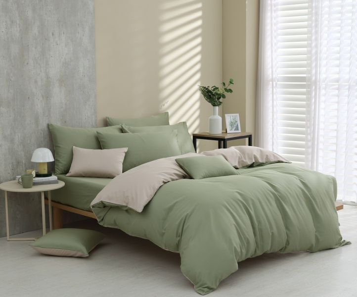 時光綠-床包兩用被 60支純棉-300織精梳棉(適用於33公分以下床墊) 純棉,寢具,床包,枕套,被套