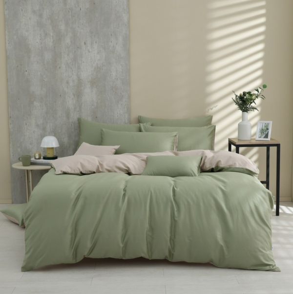 時光綠-床包兩用被 60支純棉-300織精梳棉(適用於33公分以下床墊) 純棉,寢具,床包,枕套,被套