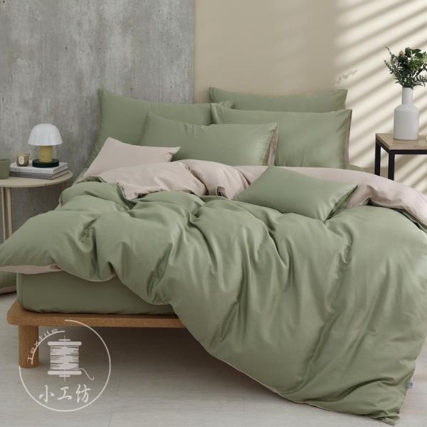 時光綠-床包兩用被 60支純棉-300織精梳棉(適用於33公分以下床墊) 純棉,寢具,床包,枕套,被套