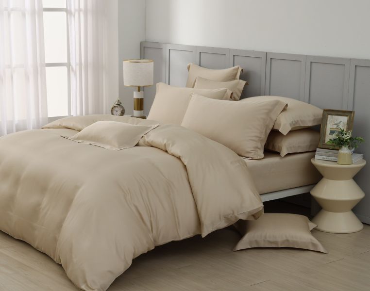 柔霧米(全素色)-80支天絲-400織萊賽爾床包枕套兩用被-(適用於33公分以下床墊)詳看內文 萊賽爾,天絲,寢具,床包,枕套,被套