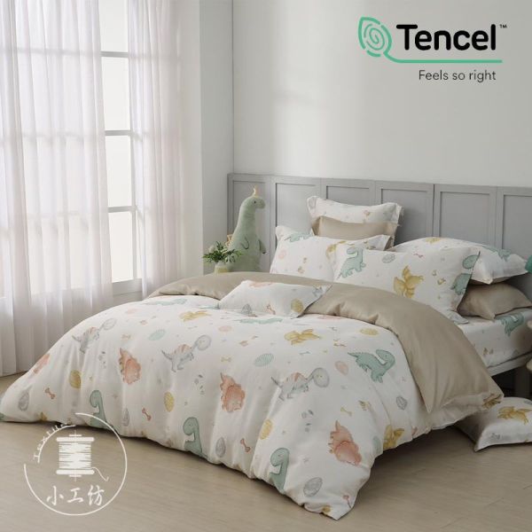 恐龍樂園-床包兩用被 60支天絲-300織萊賽爾(適用於33公分以下床墊)詳看內文 萊賽爾,天絲,寢具,床包,枕套,被套