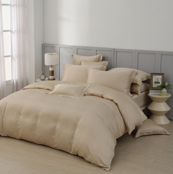 柔霧米(全素色)-80支天絲-400織萊賽爾床包枕套兩用被-(適用於33公分以下床墊)詳看內文 萊賽爾,天絲,寢具,床包,枕套,被套